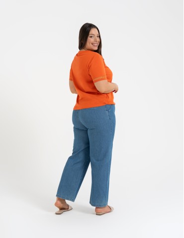 Bluzka damska bawełniana z koronkowym rękawem  - produkt 2