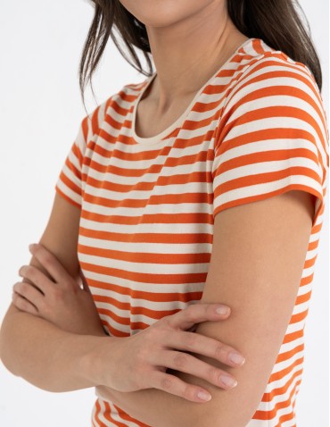 Koszulki z krótkim rękawem - T-shirt damski klasyczny w paski WZÓR 1 - produkt 5