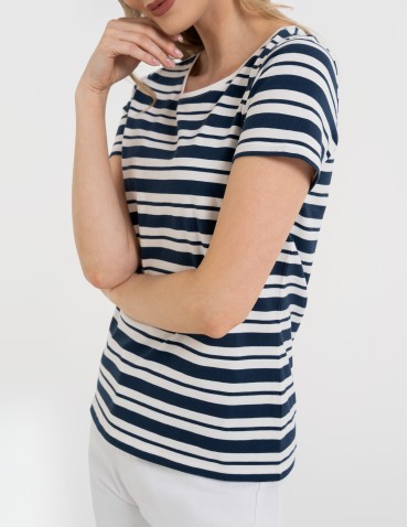 Koszulki z krótkim rękawem - T-shirt damski klasyczny w paski WZÓR 2 - produkt 2