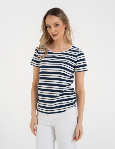 Koszulki z krótkim rękawem - T-shirt damski klasyczny w paski WZÓR 2 - produkt 1