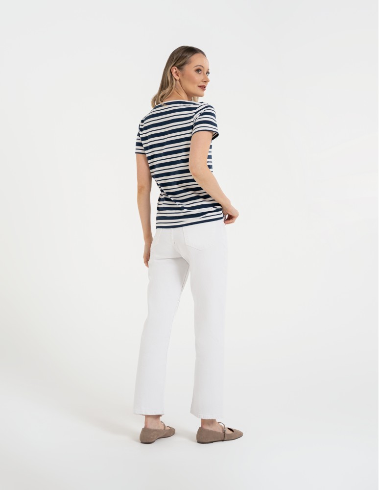 Koszulki z krótkim rękawem - T-shirt damski klasyczny w paski WZÓR 2  - produkt moraj.pl 4