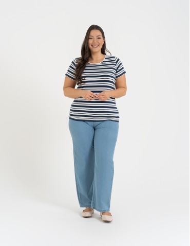 Koszulki z krótkim rękawem - T-shirt damski klasyczny w paski WZÓR 2 - produkt 5