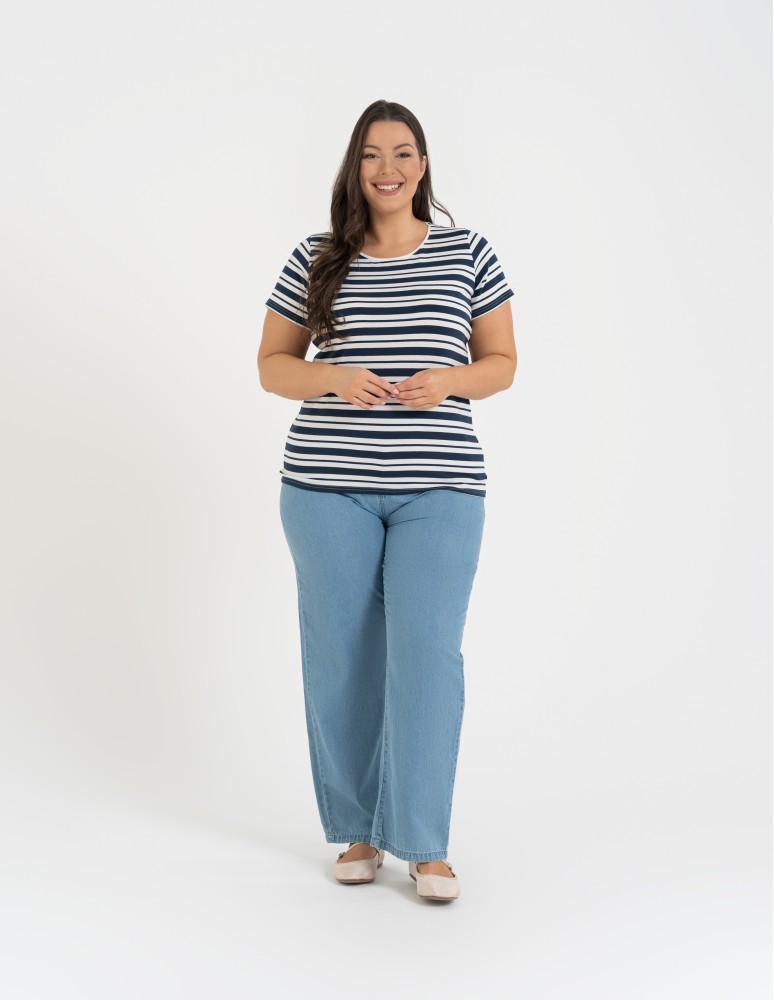 Koszulki z krótkim rękawem - T-shirt damski klasyczny w paski WZÓR 2  - produkt moraj.pl 5