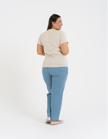 Koszulki z krótkim rękawem - T-shirt damski klasyczny w paski WZÓR 4 - produkt 5