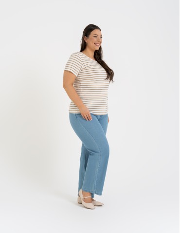 Koszulki z krótkim rękawem - T-shirt damski klasyczny w paski WZÓR 4 - produkt 6