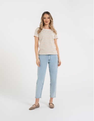 Koszulki z krótkim rękawem - T-shirt damski klasyczny w paski WZÓR 4 - produkt 2