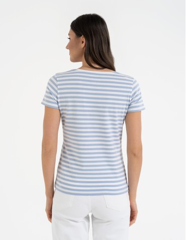 Koszulki z krótkim rękawem - T-shirt damski klasyczny w paski WZÓR 3 - produkt 3