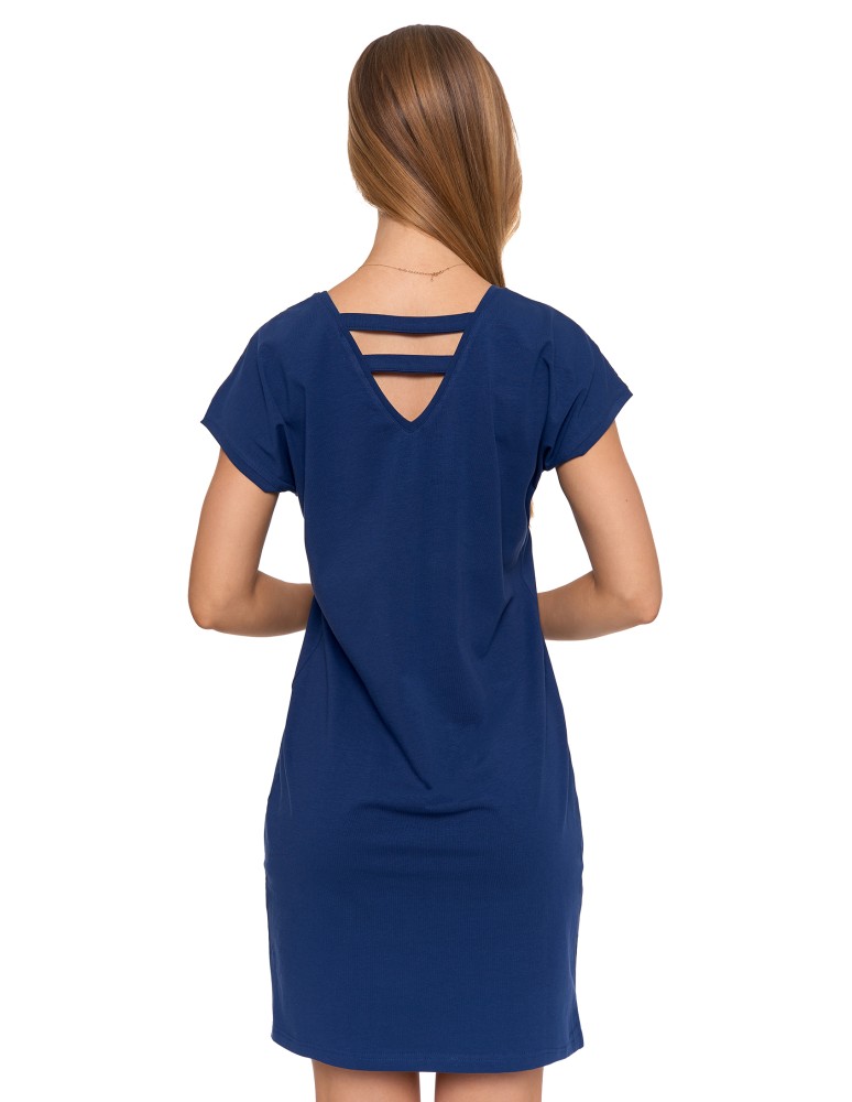 Sukienki dresowe - Sukienka damska bawełniana z ozdobnym tyłem CZARNY  - produkt moraj.pl 4