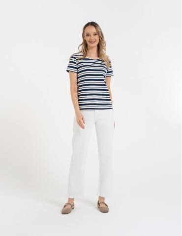 Koszulki z krótkim rękawem - T-shirt damski klasyczny w paski WZÓR 2 - produkt 8