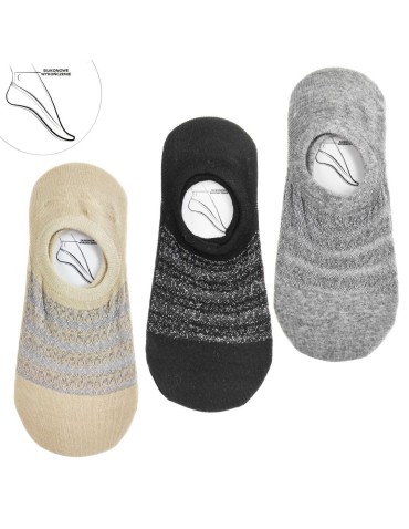 Niskie stopki - Skarpetki niskie stopki damskie z błyszczącą koronką 3-pak WIELOKOLOROWY - produkt 5