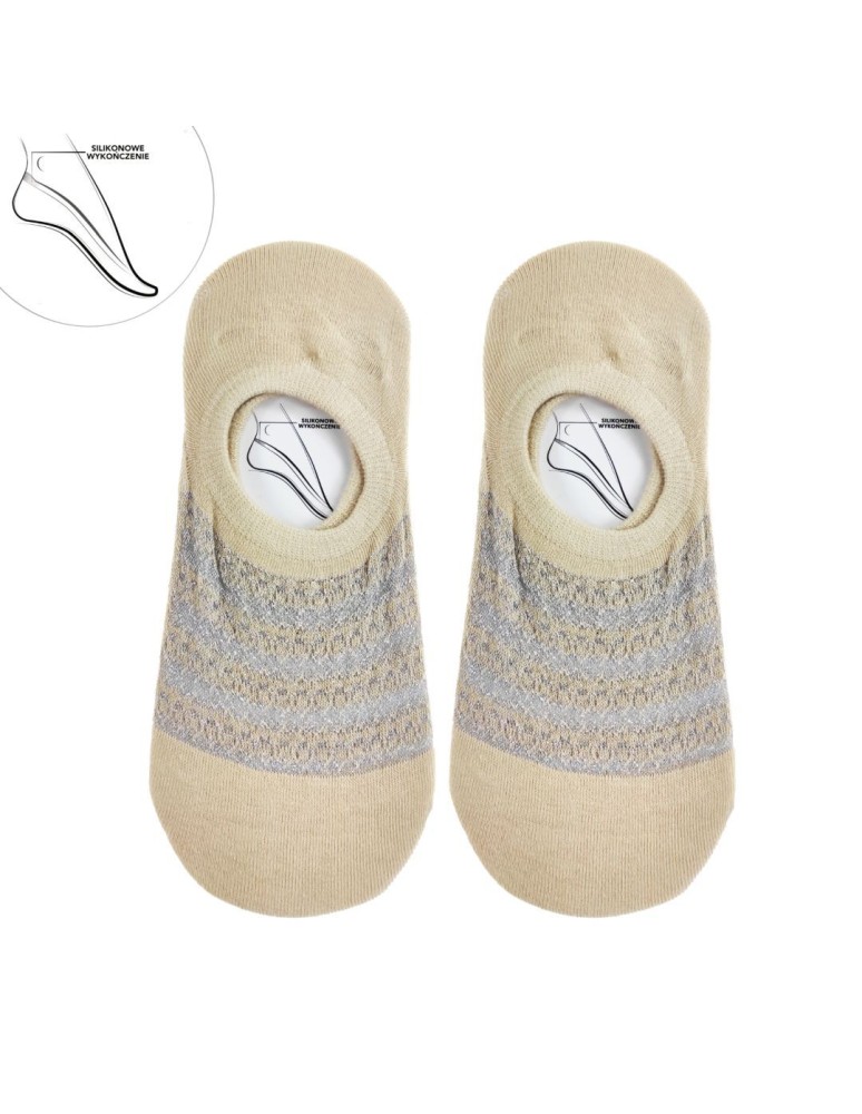 Niskie stopki - Skarpetki niskie stopki damskie z błyszczącą koronką 3-pak WIELOKOLOROWY - produkt moraj.pl 2