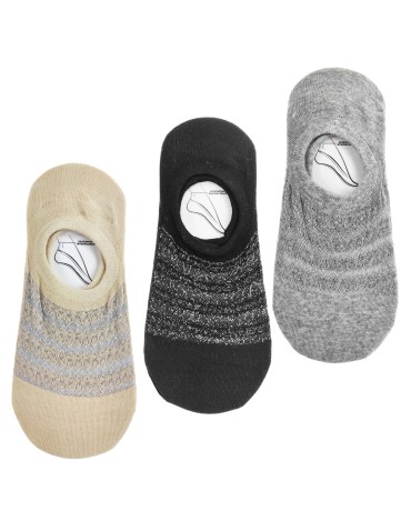 Skarpetki niskie stopki damskie z błyszczącą koronką 3-pak