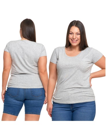Koszulki i T-shirty - T-shirt damski z okrągłym dekoltem plus size LIGHT GREY MELANGE - produkt 7