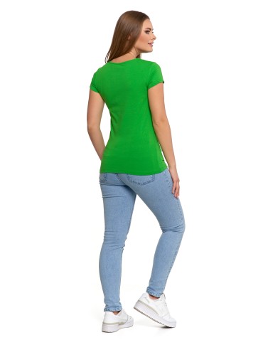 Koszulki i T-shirty - T-shirt damski z okrągłym dekoltem plus size ZIELONY - produkt 4