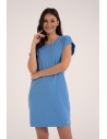 Sukienka damska bawełniana z ozdobnym tyłem NIEBIESKI