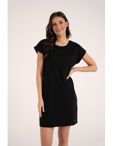 Sukienki dresowe - Sukienka damska bawełniana z ozdobnym tyłem CZARNY - produkt 1