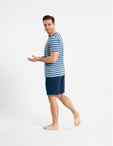 Piżamy z krótkim rękawem - Piżama męska bawełniana z krótkim rękawem i szortami WZÓR 1 - produkt 5