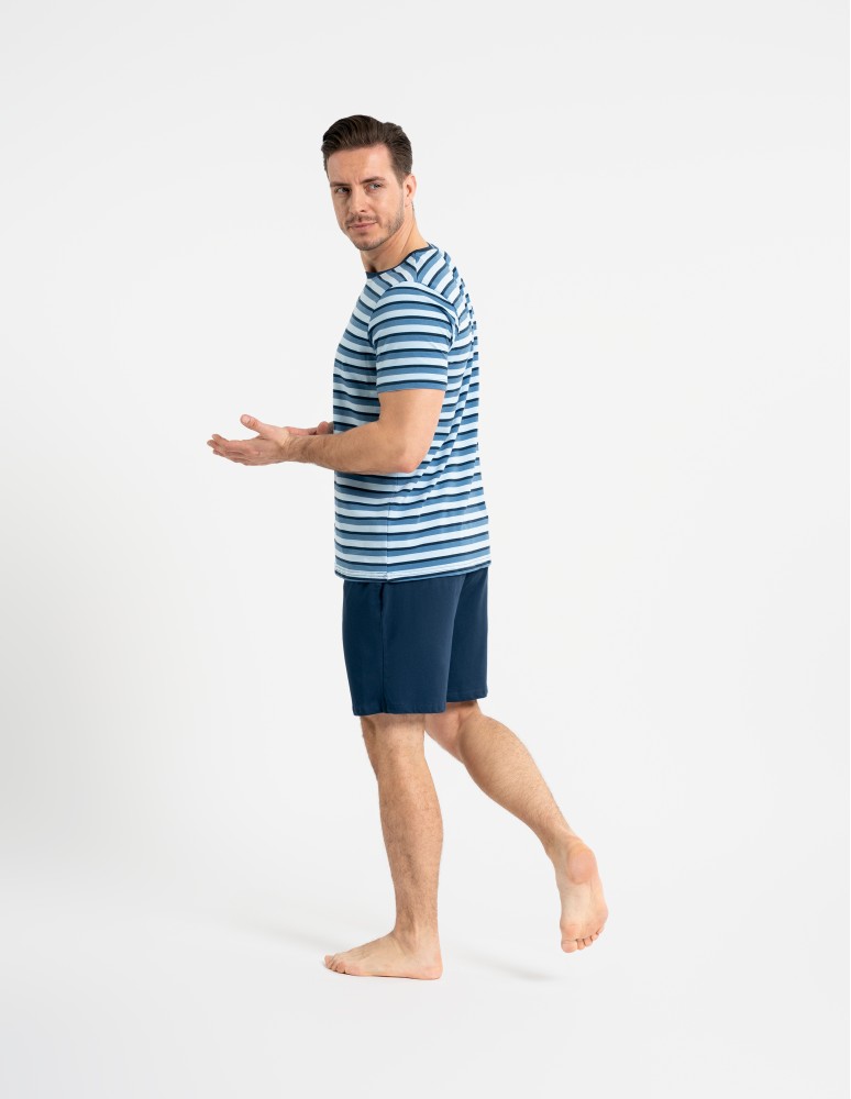 Piżamy z krótkim rękawem - Piżama męska bawełniana z krótkim rękawem i szortami WZÓR 1 - produkt moraj.pl 5