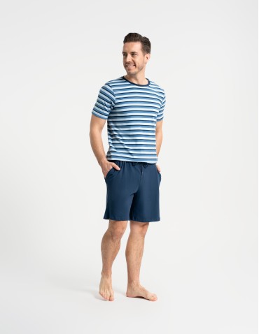 Piżama męska bawełniana z krótkim rękawem i szortami