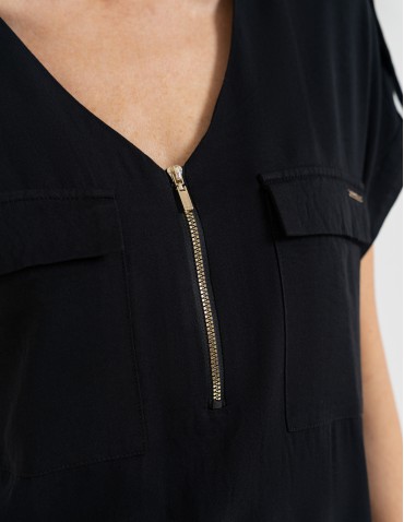 Bluzka damska z krótkim rękawem i kieszeniami - produkt 2