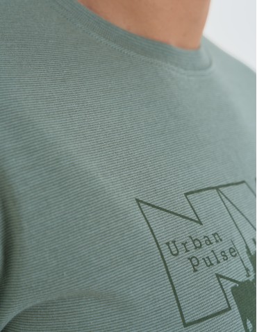 Koszulki z krótkim rękawem - T-shirt męski bawełniany z nadrukiem monochromatycznym ZIELONY - produkt 5