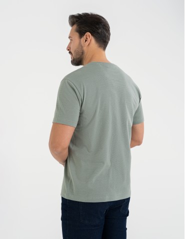 Koszulki z krótkim rękawem - T-shirt męski bawełniany z nadrukiem monochromatycznym ZIELONY - produkt 6