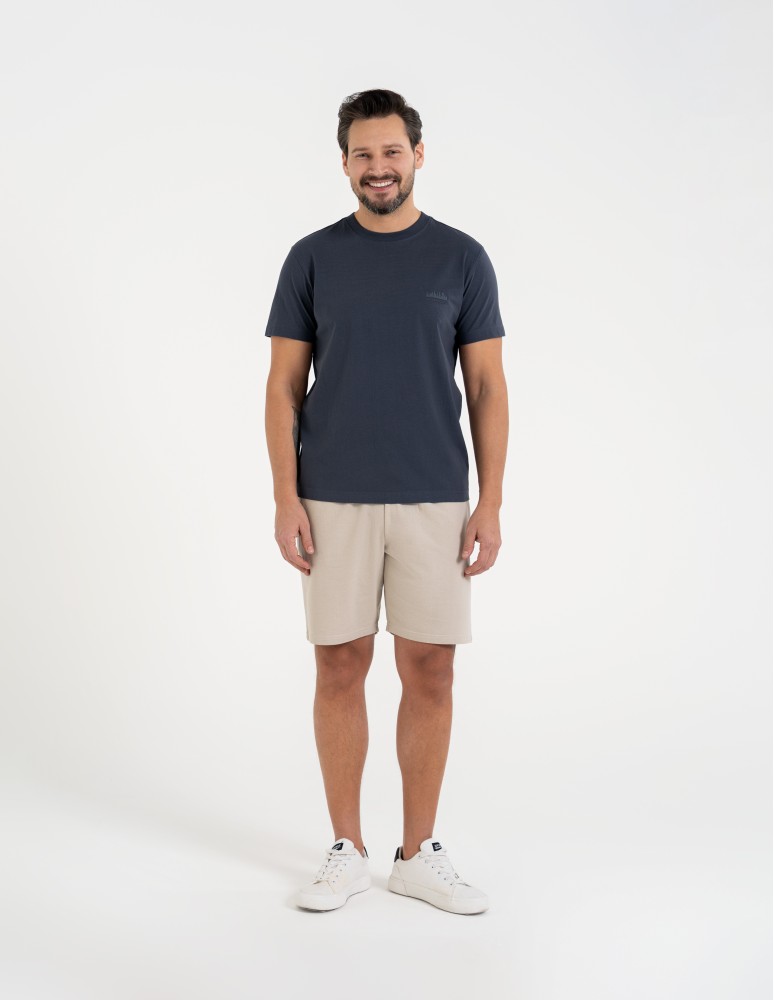 Koszulki z krótkim rękawem - T-shirt męski bawełniany 100% z nadrukiem GRANATOWY  - produkt moraj.pl 3