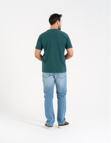 Nowości - T-shirt męski bawełniany o regularnym kroju z nadrukiem ZIELONY - produkt 5