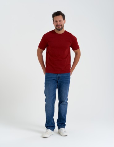 Koszulki z krótkim rękawem - T-shirt męski klasyczny z krótkim rękawem CZERWONY - produkt 3