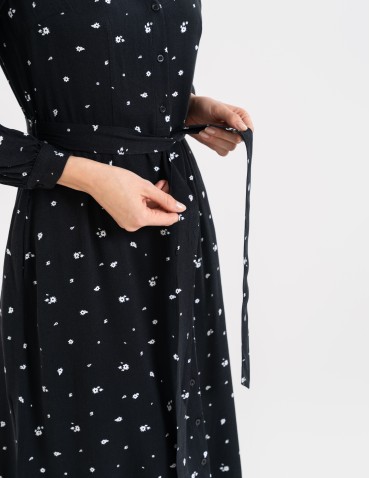 Nowości - Sukienka damska szmizjerka midi z wiskozy WZÓR 1 - produkt 5