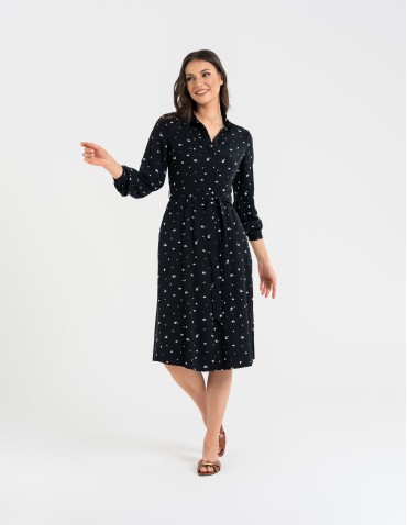 Nowości - Sukienka damska szmizjerka midi z wiskozy WZÓR 1 - produkt 3