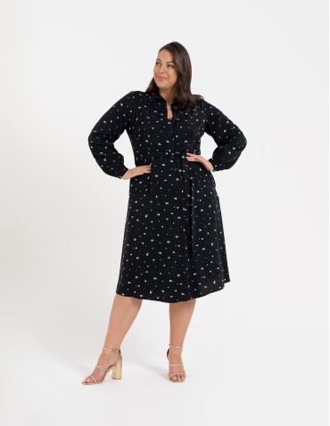 Nowości - Sukienka damska szmizjerka midi z wiskozy WZÓR 1 - produkt 11