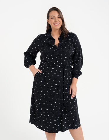 Nowości - Sukienka damska szmizjerka midi z wiskozy WZÓR 1 - produkt 10