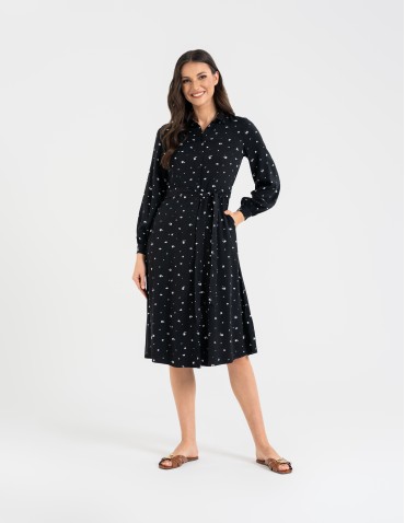 Nowości - Sukienka damska szmizjerka midi z wiskozy WZÓR 1 - produkt 9