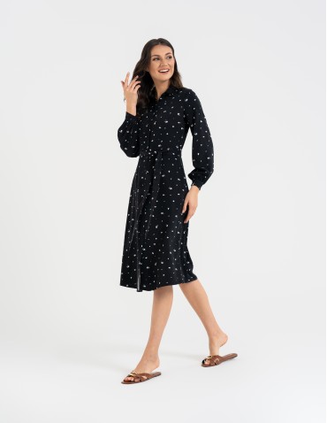 Nowości - Sukienka damska szmizjerka midi z wiskozy WZÓR 1 - produkt 7