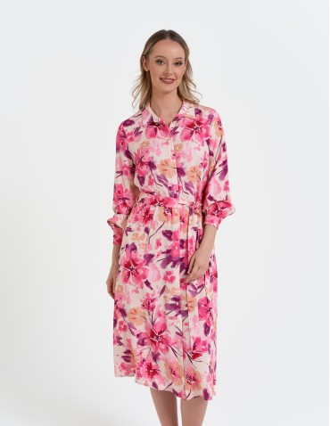 Nowości - Sukienka damska szmizjerka midi z wiskozy WZÓR 2 - produkt 6