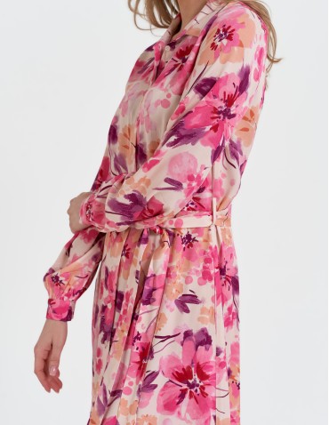 Nowości - Sukienka damska szmizjerka midi z wiskozy WZÓR 2 - produkt 4