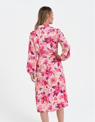 Nowości - Sukienka damska szmizjerka midi z wiskozy WZÓR 2 - produkt 8