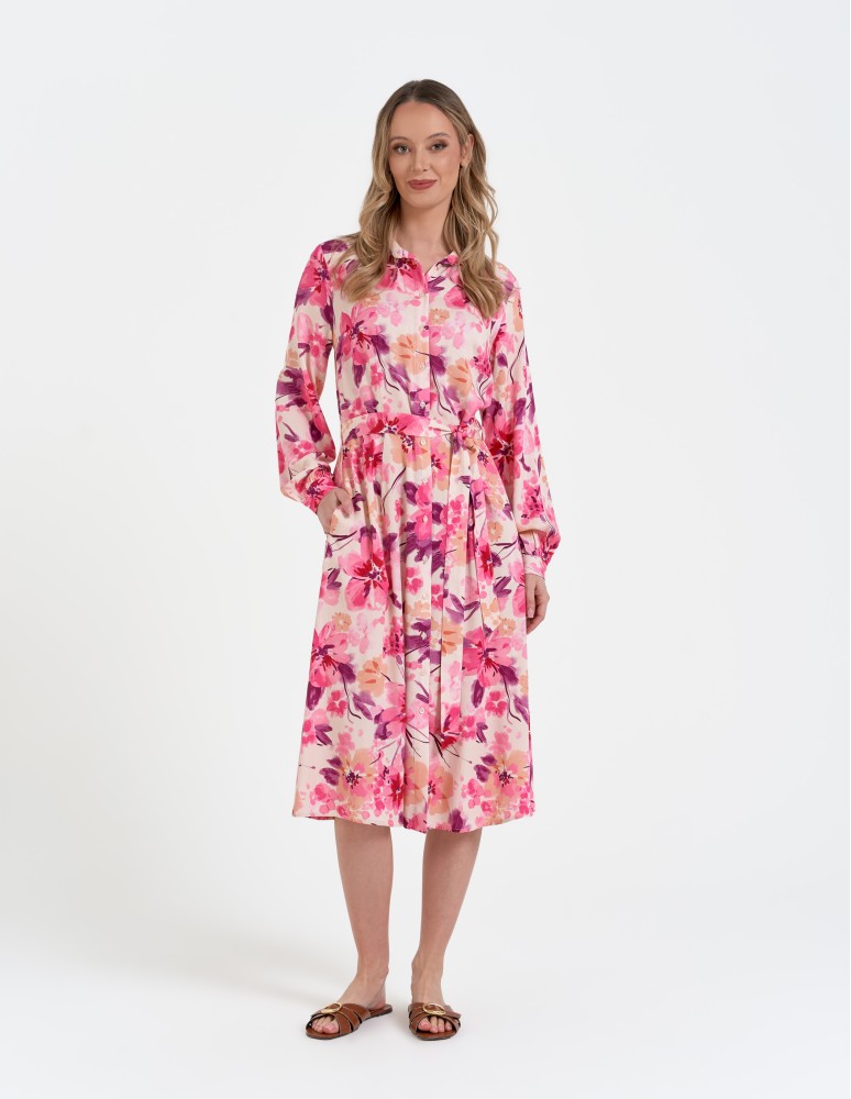 Nowości - Sukienka damska szmizjerka midi z wiskozy WZÓR 2 - produkt moraj.pl 10