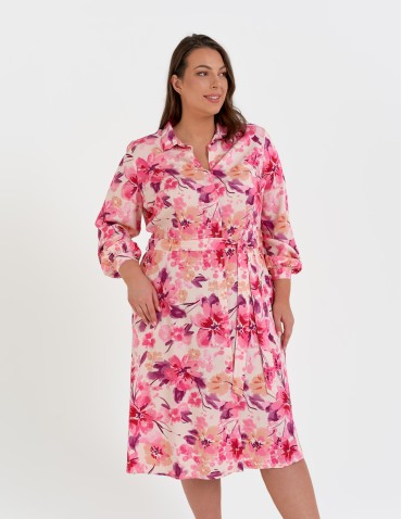 Nowości - Sukienka damska szmizjerka midi z wiskozy WZÓR 2 - produkt 13