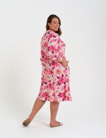 Nowości - Sukienka damska szmizjerka midi z wiskozy WZÓR 2 - produkt 14