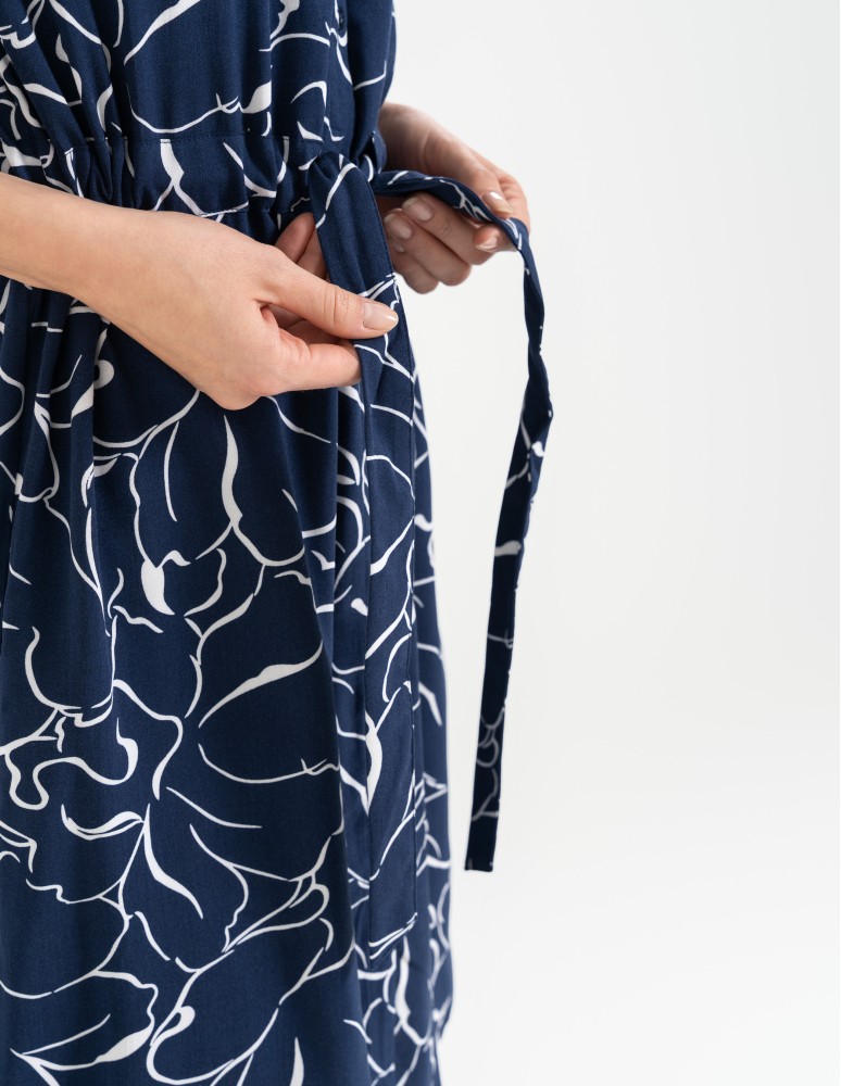 Sukienki midi - Sukienka damska midi wiskozowa z długim rękawem WZÓR 4 - produkt moraj.pl 4