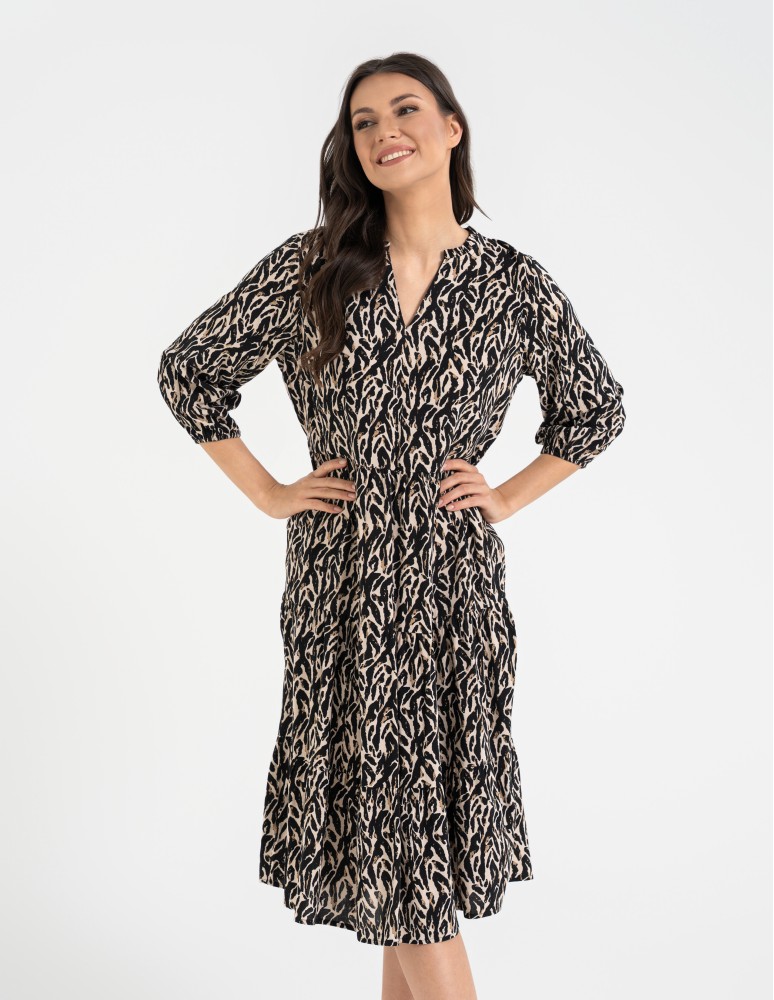 Nowości - Sukienka damska o luźnym kroju ze 100% wiskozy WZÓR 1  - produkt moraj.pl 3