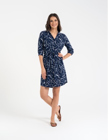 Sukienka damska midi wiskozowa z długim rękawem