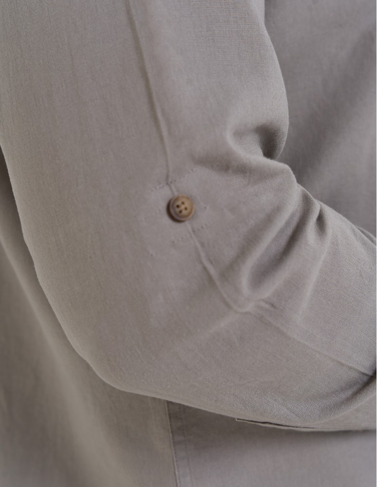 Koszule męskie - Koszula męska lniana z regulowanym rękawem BEŻOWY  - produkt moraj.pl 8