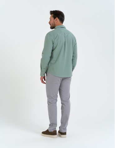 Koszule męskie - Koszula męska lniana z regulowanym rękawem ZIELONY - produkt 11