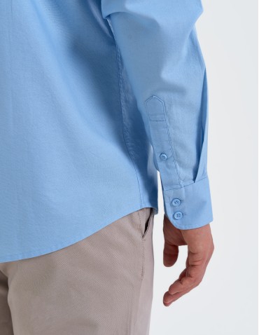 Koszule męskie - Koszula męska bawełniana z długim rękawem typu oxford NIEBIESKI - produkt 4