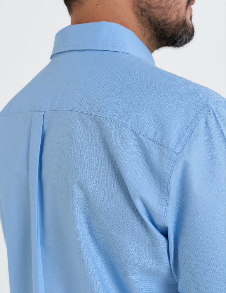 Koszule męskie - Koszula męska bawełniana z długim rękawem typu oxford NIEBIESKI  - produkt moraj.pl 5