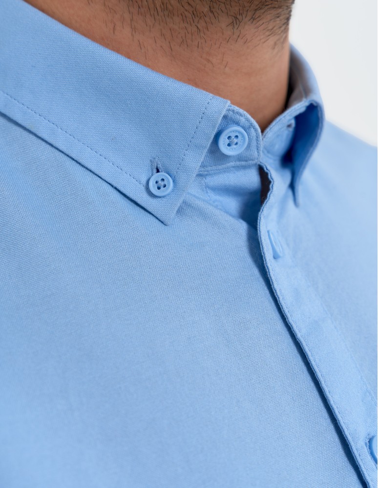 Koszule męskie - Koszula męska bawełniana z długim rękawem typu oxford NIEBIESKI  - produkt moraj.pl 2