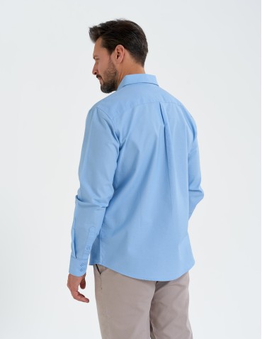 Koszule męskie - Koszula męska bawełniana z długim rękawem typu oxford NIEBIESKI - produkt 6